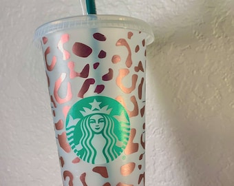Rose Gold Cheetah Starbucks Cup
