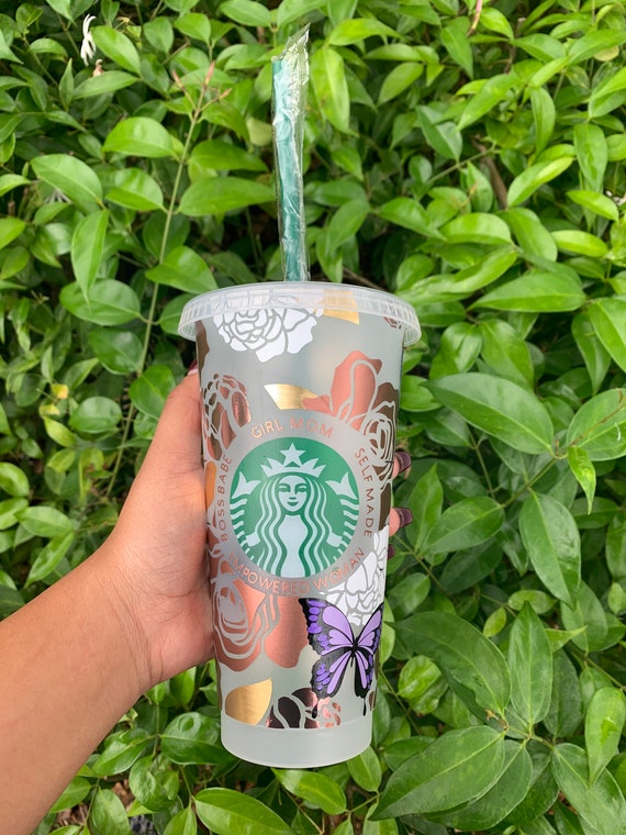 Custom Rose Starbucks Cup Etsy