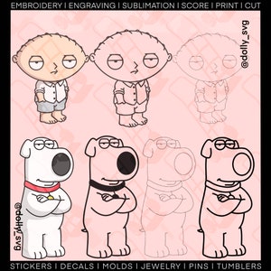 Brian Stewie SVG PNG | laser, cricut, plasma silicone mold engraving embroidery sublimation magnet keychain jewelry decor decal sticker idea