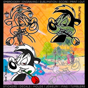 Pepé Le Pew SVG PNG, laser, cricut, plasma, silicone mold engraving embroidery sublimation, magnet keychain jewelry decor decal sticker idea