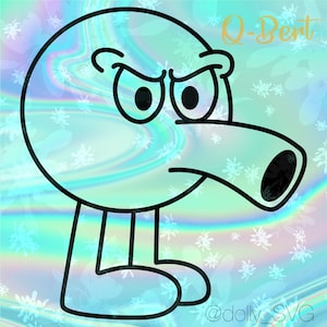 Arcade Q-Bert SVG | PNG | laser, prêt pour la découpe Cricut | sublimation de broderie en silicone | Porte-clés aimanté, idée d'autocollant décoratif pour bijoux