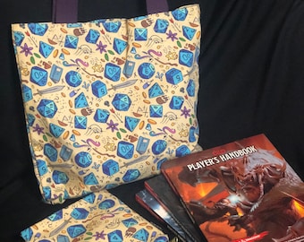 Beige Dice Print - Tote and Zip Pouch