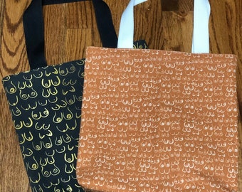 Boob-tiful Tote - Black/Gold and Brown