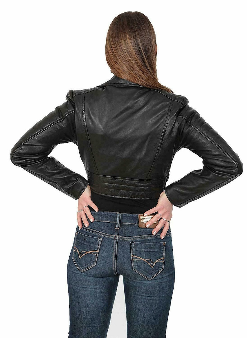Biker Jacket Cropped Leather Jacket Leather Jacket for Women
