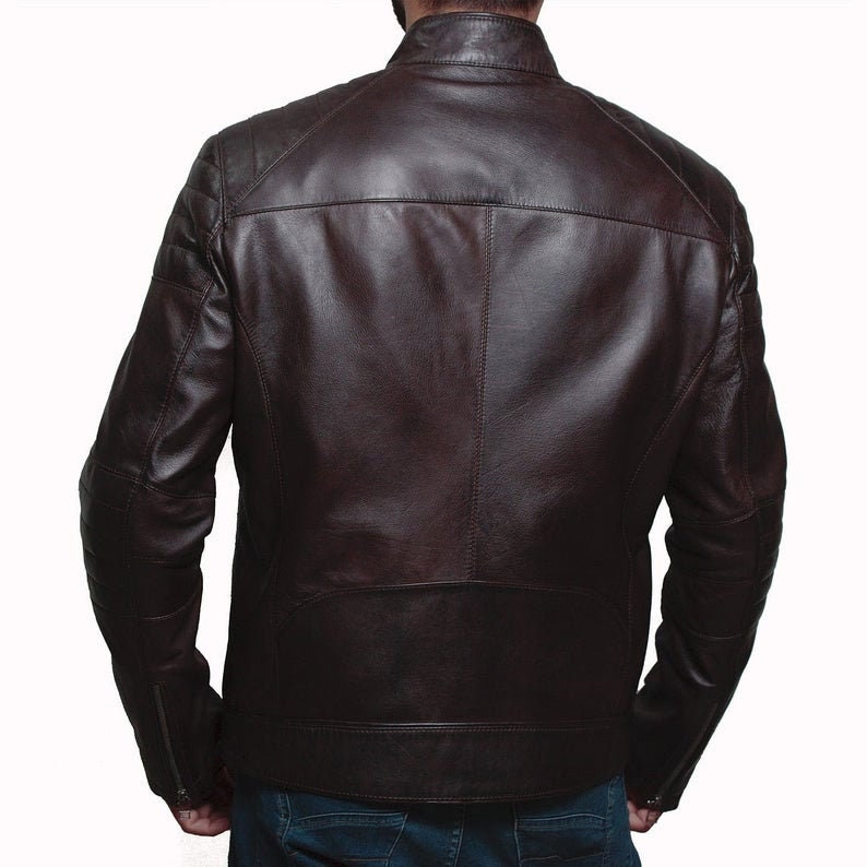Leather Jacket for Men's Burgundy Leather Biker Jacket | Etsy