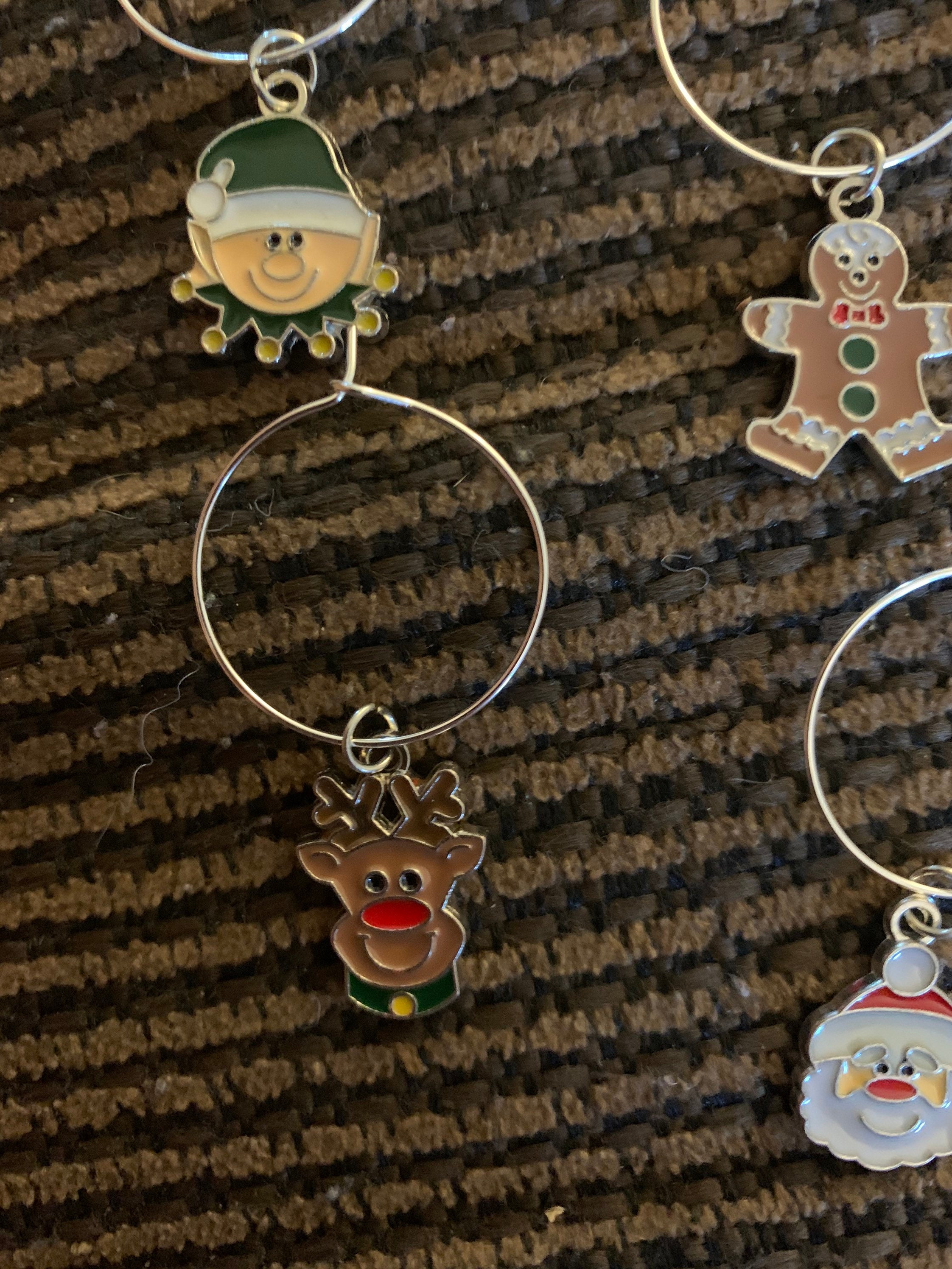 6 Christmas Wine Glass Charms Etsy UK