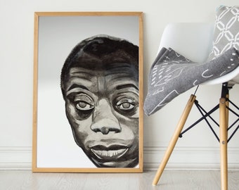 James Baldwin Portrait, Black And White, Printable Art 16x20 *Instant Download*