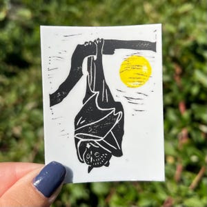 Adesivo in vinile con stampa a blocchi di pipistrello volpe volante