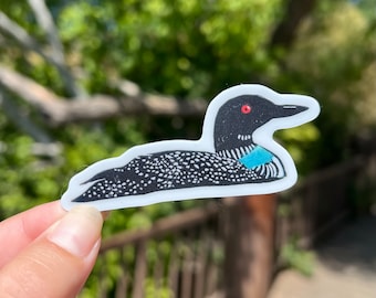 Common Loon Block Print Vinyl Sticker