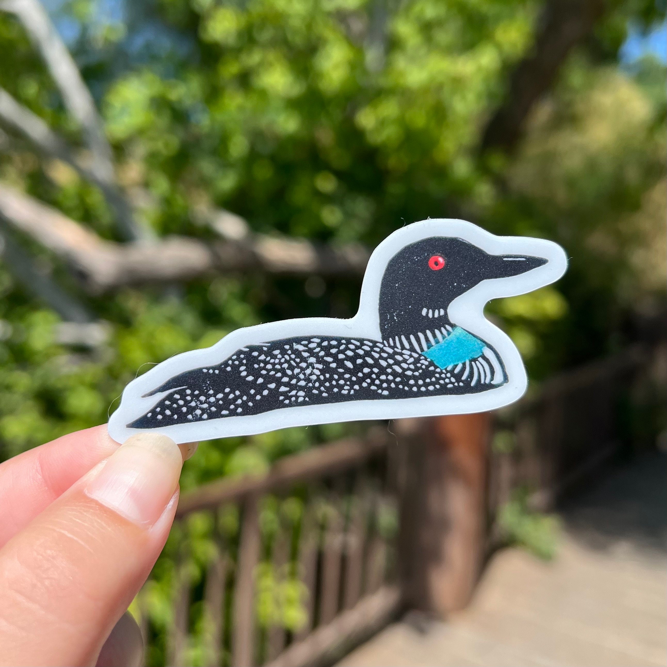 Common Loon Block Print Vinyl Sticker - Etsy