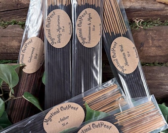 Wood 25 Hand Dipped Incense Sticks, Your Choice of Fragrance