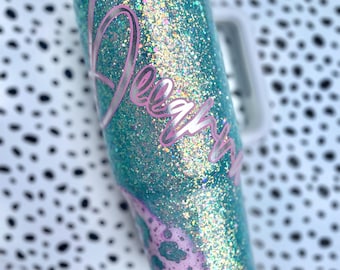 Custom Glitter Handle Tumbler 40 oz – Dupe Epoxy Cup – Glitter Gift – Reusable Sparkle Tumbler for Her