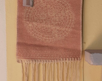 Boho Pink Cream Wall decoration / Walll hanging Tassels Tapestry 30cm x 40cm + 40cm