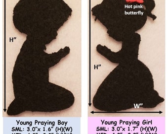 Personalized Religious Felt Fabric Figures, First Communion Art Pieces, Religious Banner Art Pieces, Praying Boy, Girl Silhouette