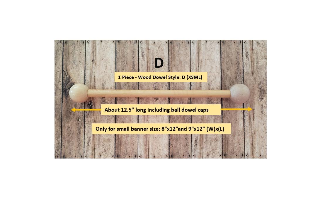 Wood dowel with ball beads, round dowel, rod for banner, hanging, macrame, pole, wood sticks, dowel rod