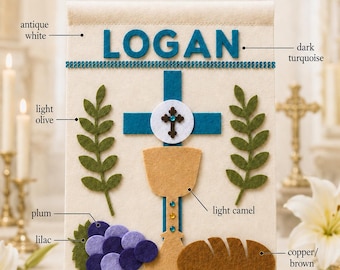 Personalized (assembly required) Felt Fabric First Communion Banner Kit, Primera Comunión Banderín, Religious Banner, Sacrament banner