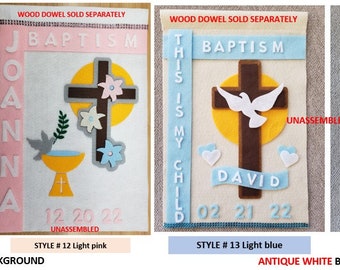 Personalized (Assembly Required) Baptism Banner, First Communion Banner, Religious Banner, Christening Banner, Baptism, UNASSEMBLED