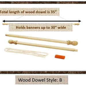 Wood dowel with ball beads, round dowel, rod for banner, hanging, macrame, pole, wood sticks, dowel rod image 3