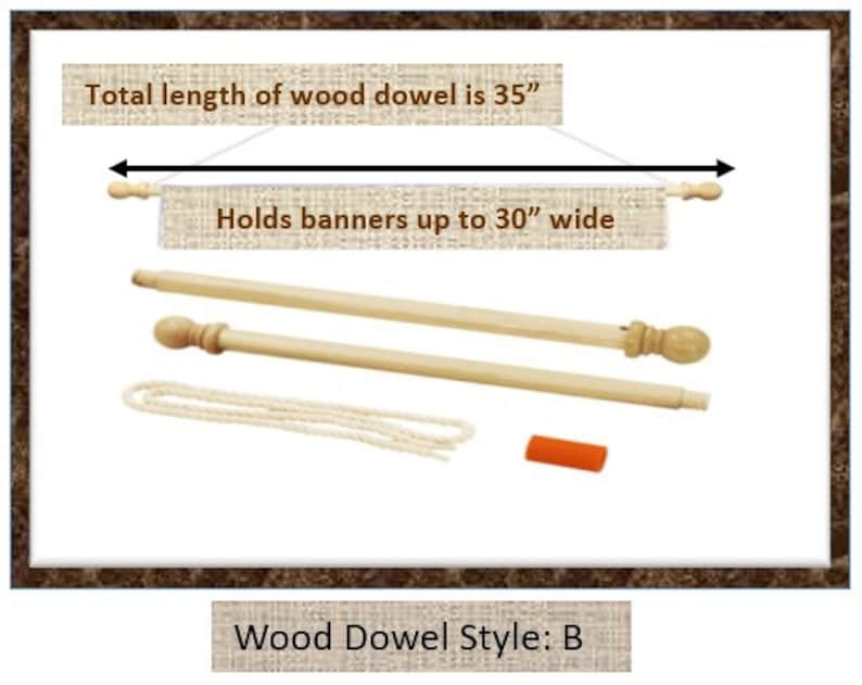 Wood dowel with ball beads, round dowel, rod for banner, hanging, macrame, pole, wood sticks, dowel rod image 3