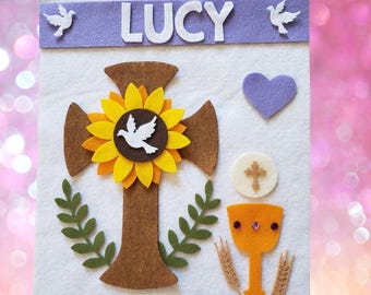 Personalized (assembly required) First Communion Banner Kit, First Communion Banner, Primera Comunión Banderín, Religious Banner,UNASSEMBLED