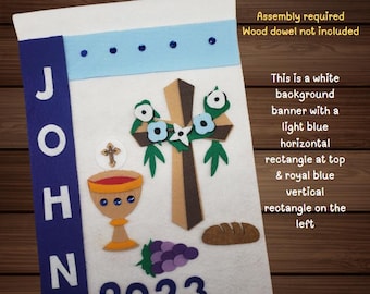 Personalized (assembly required) First Communion Banner Kit, First Communion Banner, Primera Comunión Banderín, Religious Banner,UNASSEMBLED