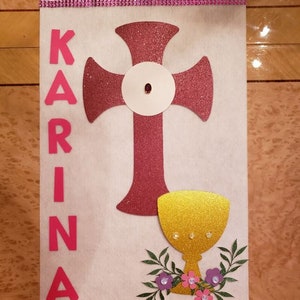 Personalized assembly required First Communion Banner Kit, First Communion Banner, Primera Comunión Banderín, Religious Banner,UNASSEMBLED image 6