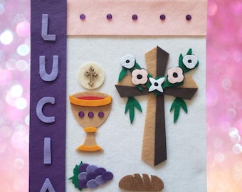 Personalized (assembly required) First Communion Banner Kit, First Communion Banner, Primera Comunión Banderín, Religious Banner,UNASSEMBLED