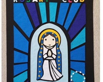 Children's Rosary Club Banner, Children's Rosary, Rosary Banner, Mary Banner, CLOW Banner, Liturgical Banner, UNASSEMBLED