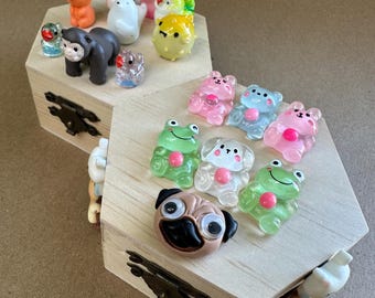 Wooden Animal Desk Organizer Box | Cute Animal Decor for Office or Kids Room | Kawaii Wooden Storage Box | Animal Pencil Holder Gift