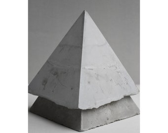 Concrete Pyramid Bookend: Bookshelf Decor (7 inches)