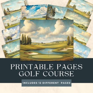 Vintage golfachtergronden, golfbaan digitaal papier, vintage ephemera, collagebenodigdheden, shabby chic printables, golf Life Aesthetic