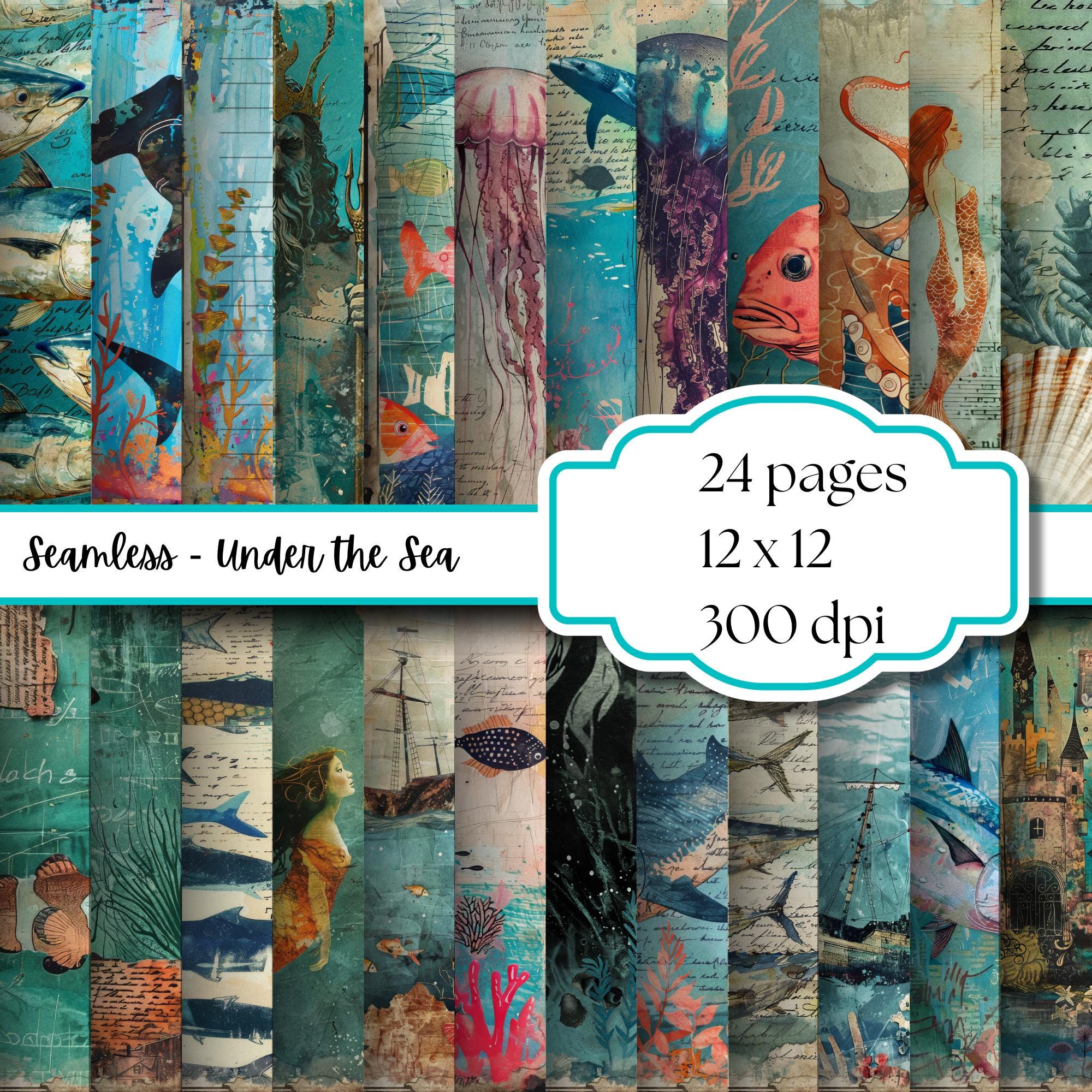 Ocean Junk Journal Kit | Vintage Sea Scrapbook Paper (digital Download ...