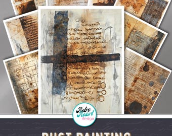 Rust Digital Paper For Junk Journals, Mixed Media Paper Bundle