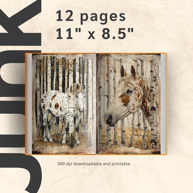 Horse Junk Journal Pages, appaloose horse journal, Animal Printable Scrapbooking Pages, Vintage Junk Journal, Farm Ephemera, commercial use