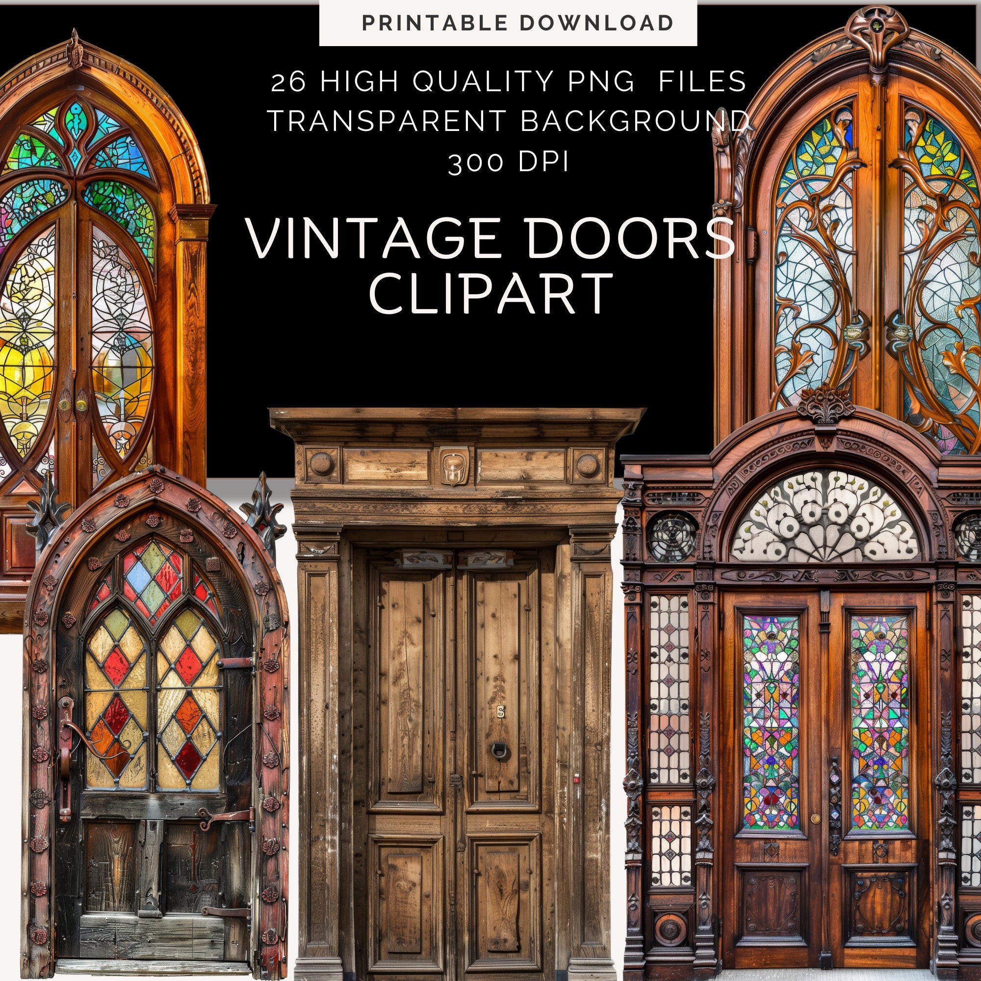26 Vintage Door Clipart Old Doors Printable Clipart High Quality PNG ...