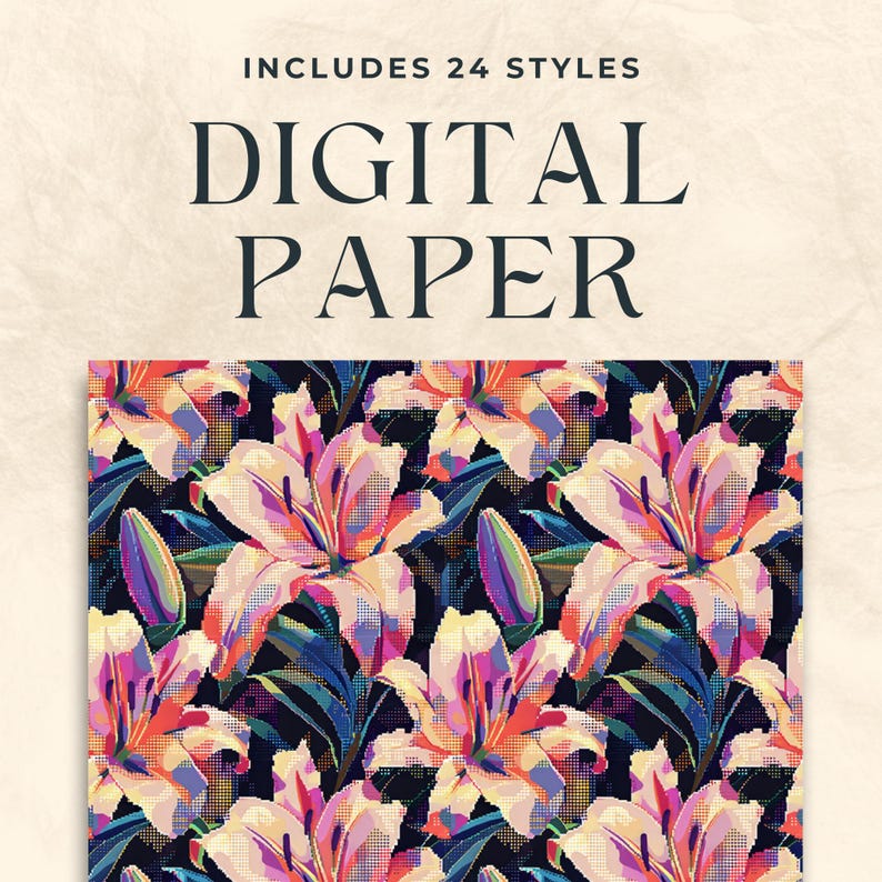 Flowers Seamless Pattern, Pixel Art Floral Pattern Background, Floral ...
