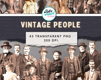 Vintage people |Junk Journal | Instant Download | Fussy Cut People | People Clip Art | Collage Sheets  | Victorian Clipart | Transparent Png