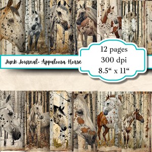 Horse Junk Journal Pages, appaloose horse journal, Animal Printable Scrapbooking Pages, Vintage Junk Journal, Farm Ephemera, commercial use