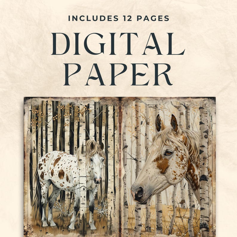 Horse Junk Journal Pages, appaloose horse journal, Animal Printable Scrapbooking Pages, Vintage Junk Journal, Farm Ephemera, commercial use