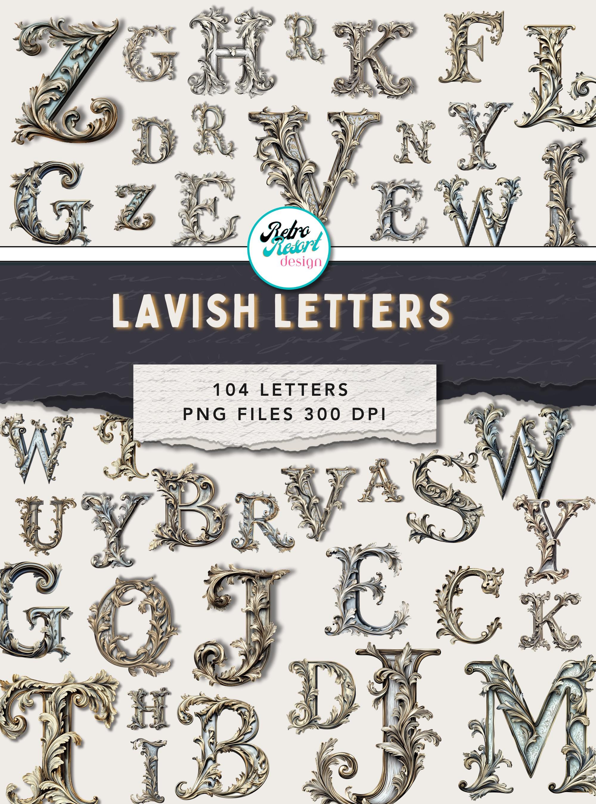 Letter Form Rococo Baroque Letter Clipart: Vintage Monogram Font, Rococo Alphabet (PNG ...