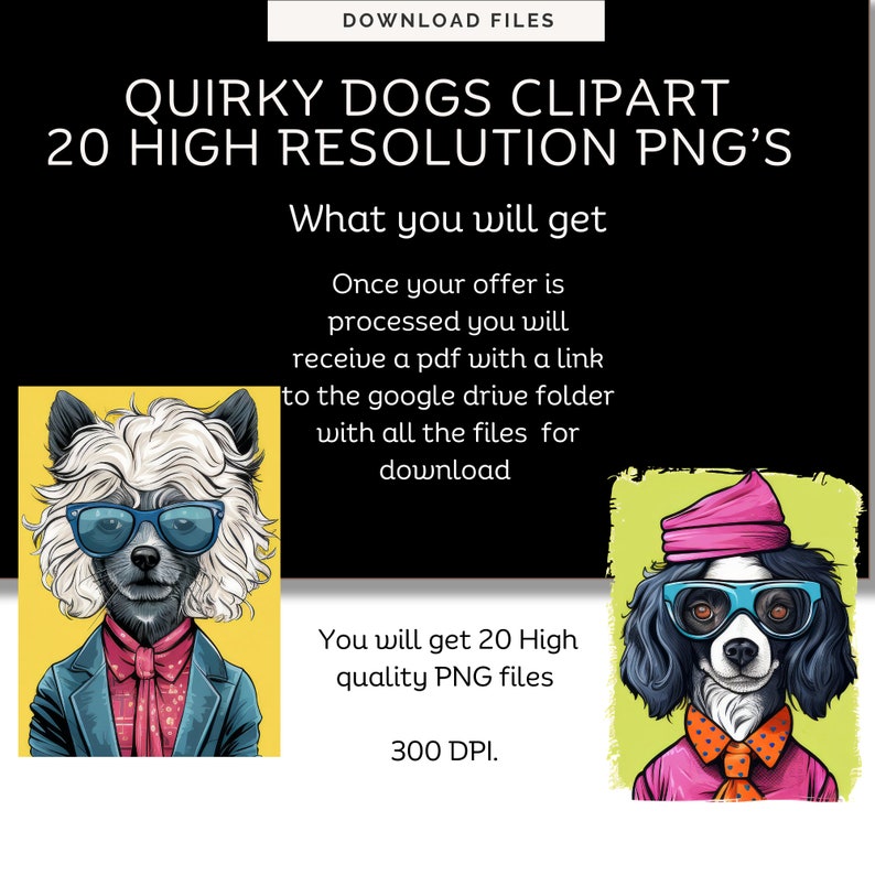 Quirky Dog Clipart | PNG Bundle | Whimsical Dogs | Sublimation Clip Art ...