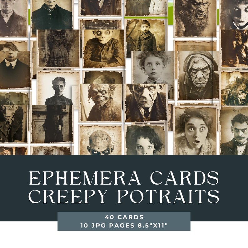 Victorian Vintage Halloween Photographs | Digital Collage Sheet | Creepy Antique photos | Junk journals ephemera | mixed media collage