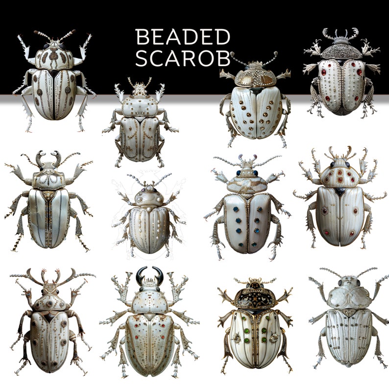 Beaded Scarab Clipart | High-resolution Insect PNG (digital Download ...
