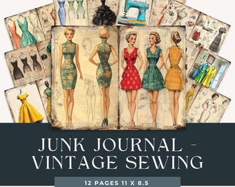Sewing Junk Journal| Shabby Chic | Junk Journal Pages | scrappy Paper | vintage sewing | Sewing Ephemera | Scrapbook Paper | sewing gifts