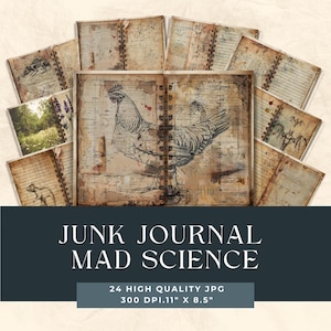 La science folle et effrayante | papier journal indésirable | paquet de papier numérique | téléchargement numérique | | Journal mystique | papier vintage | journal d'halloween