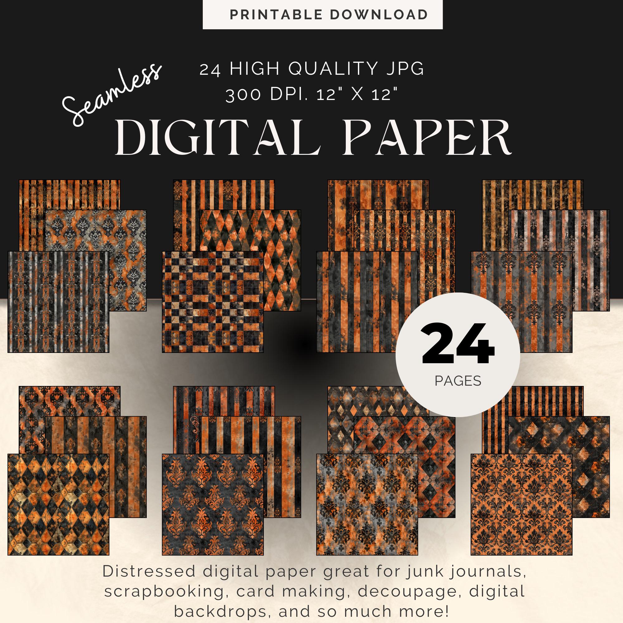 Vintage Halloween | Distressed Digital Papers | Decorative Halloween ...
