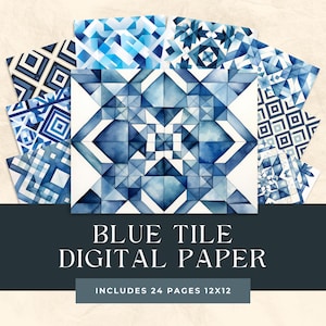 Delft Blue Tiles Seamless Digital Paper, Printable Scrapbook Paper Seamless Textures, Instant Download, Commercial Use Delft Blue Tiles Wrap