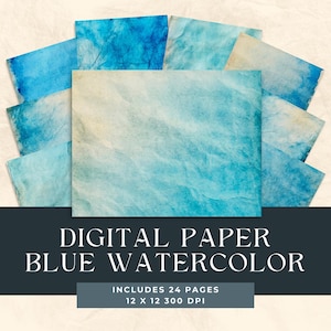Baby Blue watercolor texture Paper, paper texture washes, Worn Texture Paper, scrapbook paper, collage background, shabby chic romantic
