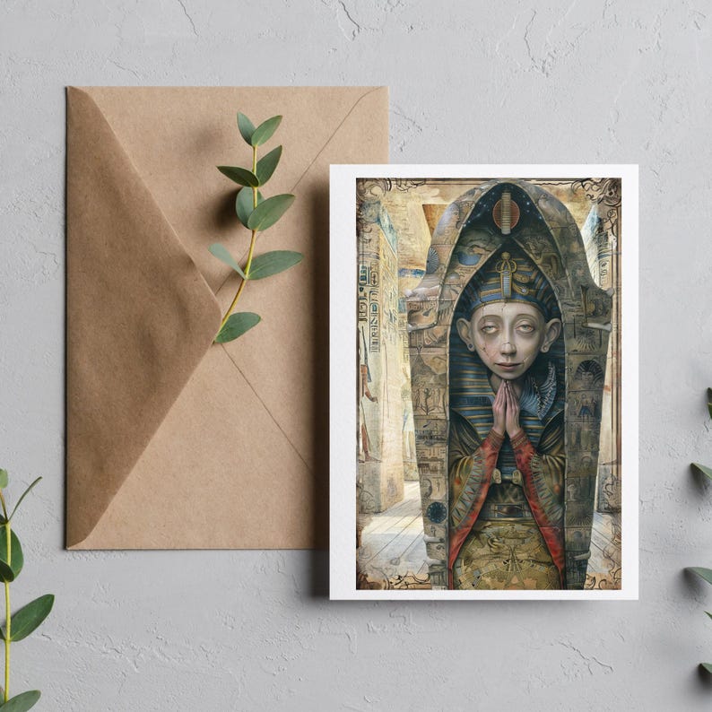 Whimsical sarcophagus mummy, Fussy Cut | peculiar, creepy People Ephemera,egyptian collage supplies, scrapbooking, creative art card making