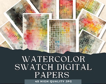 Digitales Papier mit Aquarellmuster, bedruckbares Papier für Hintergrund, Aquarell-Ledger, Papier, Art Collage, Junk Journal Papier, Scrapbook Collage